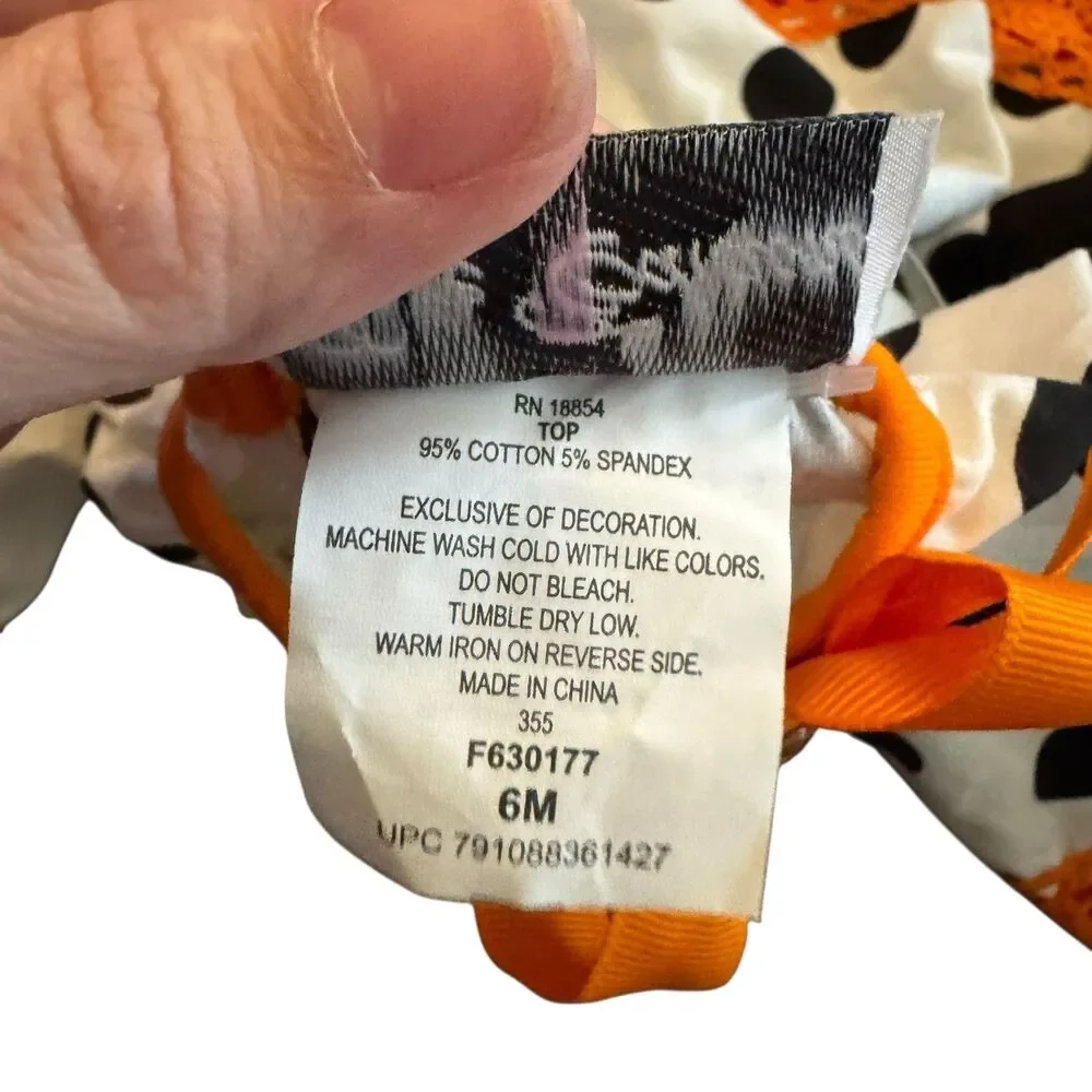NWT Girls 6 Months Rare Editions Black Orange Halloween Theme Outfit pumpkin Cat